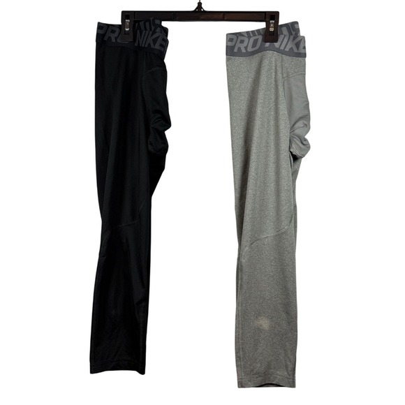 NIKE Pro Men's Dri-FIT 3/4-Length Fitness Tightss, Gray and Black, Size Medium - Picture 1 of 15